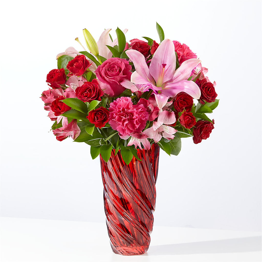 In Love Bouquet with Luxe Swirl Vase – Kiss Floral Llc, Conshohocken PA