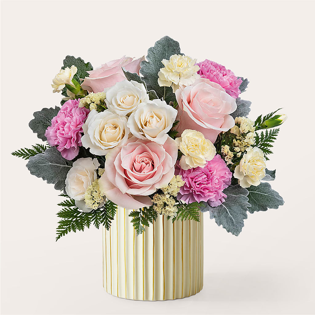 Blissful Moments Bouquet with Ivory Vase – Kiss Floral Llc, Conshohocken PA