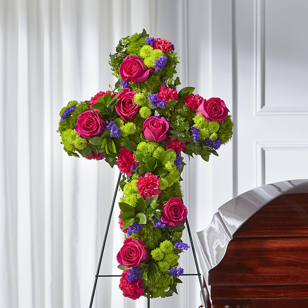 Tribute Rose Floral Cross – Kiss Floral Llc, Conshohocken PA