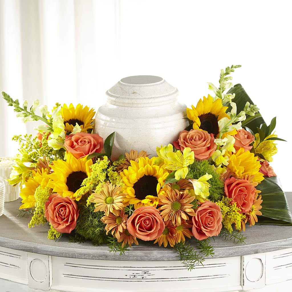 Faithful Sunflower Cremation Adornment – Kiss Floral Llc, Conshohocken PA