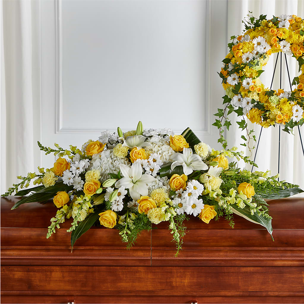 Golden Harmony Casket Spray – Kiss Floral Llc, Conshohocken PA