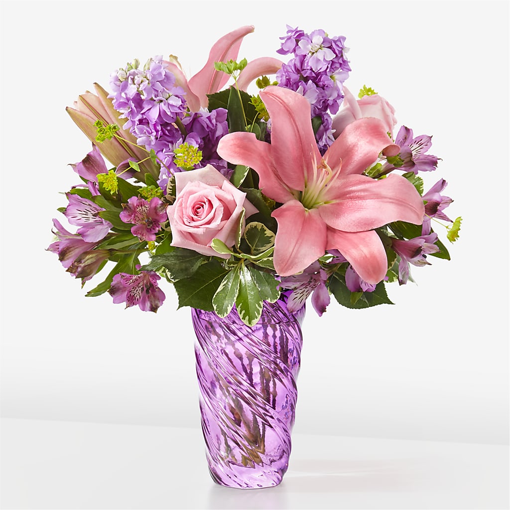 Precious Petals Bouquet with Luxe Swirl Vase – Kiss Floral Llc, Conshohocken PA