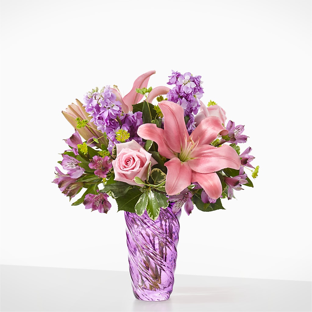 Precious Petals Bouquet with Luxe Swirl Vase – Kiss Floral Llc, Conshohocken PA