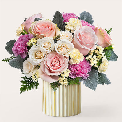 Blissful Moments Bouquet with Ivory Vase –  Kiss Floral Llc, Conshohocken PA
