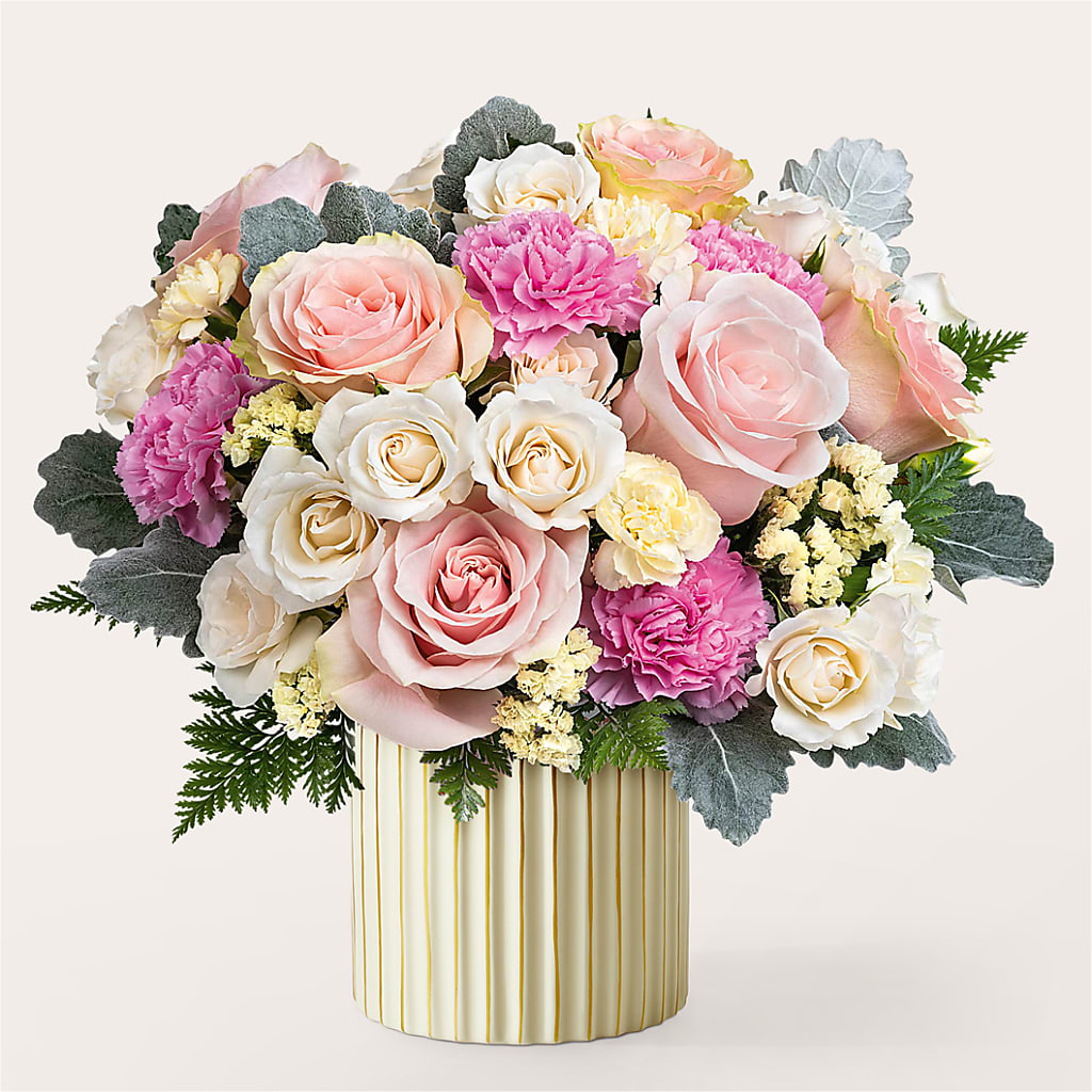 Blissful Moments Bouquet with Ivory Vase –  Kiss Floral Llc, Conshohocken PA