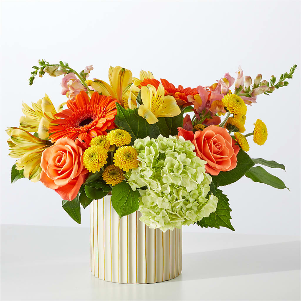 Autumn Sunshine Bouquet with Ivory Vase –  Kiss Floral Llc, Conshohocken PA