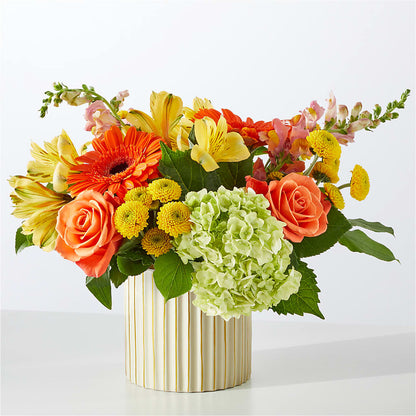 Autumn Sunshine Bouquet with Ivory Vase –  Kiss Floral Llc, Conshohocken PA