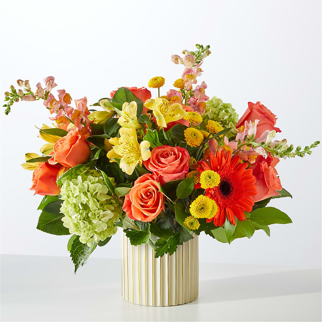 Autumn Sunshine Bouquet with Ivory Vase –  Kiss Floral Llc, Conshohocken PA