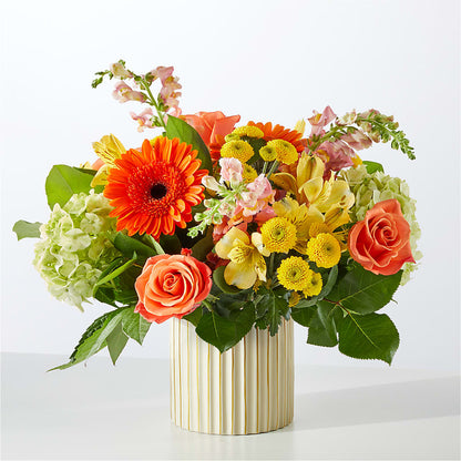 Autumn Sunshine Bouquet with Ivory Vase –  Kiss Floral Llc, Conshohocken PA