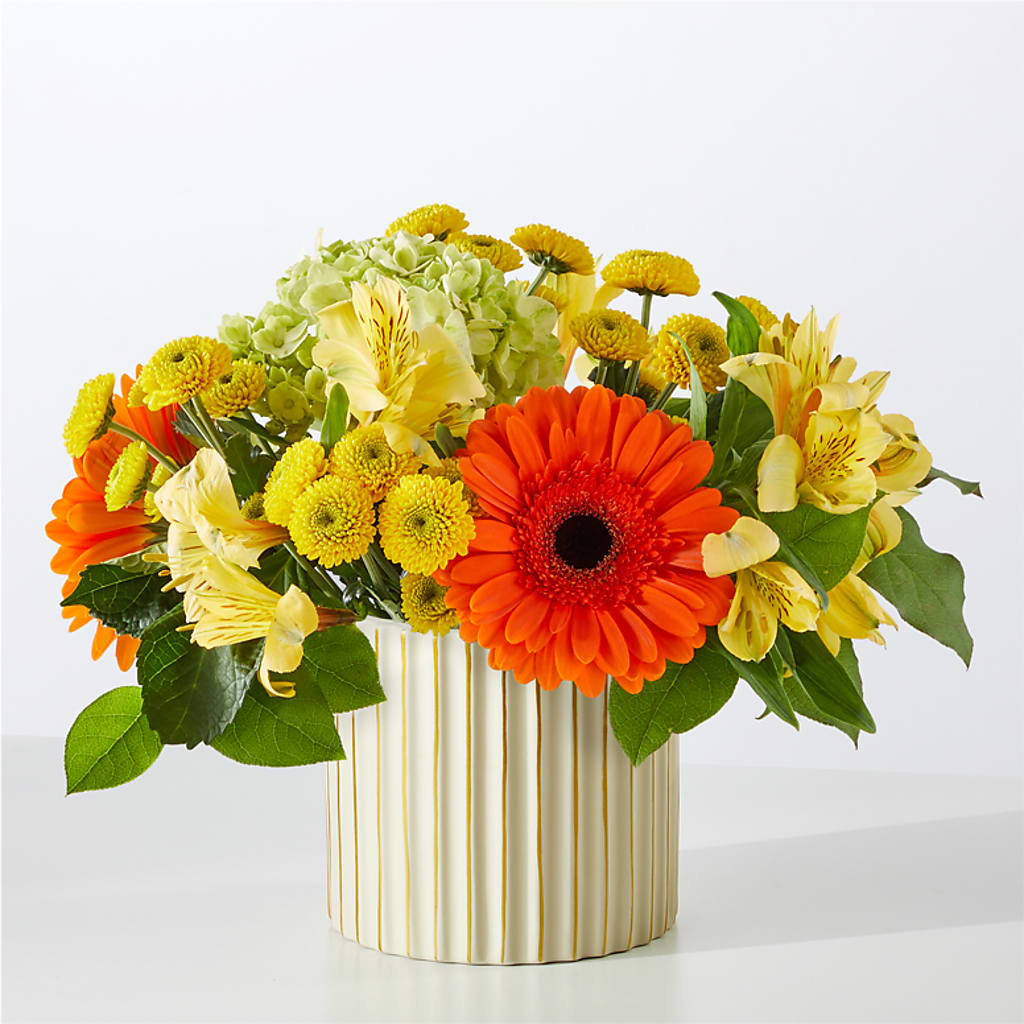 Autumn Sunshine Bouquet with Ivory Vase –  Kiss Floral Llc, Conshohocken PA